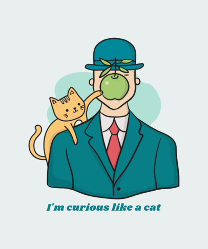 Parody T-Shirt Design Creator Featuring a Cat with a Green Apple