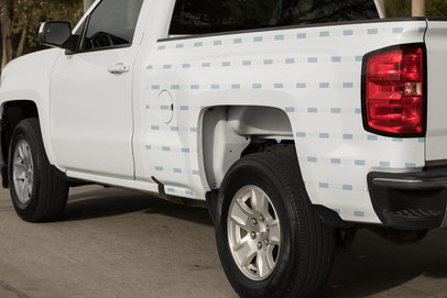 Mockup of a Car Decal on the Side of a Pickup Truck