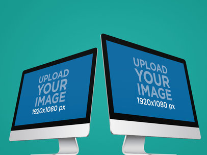 iMacs in Angled Position Over a Transaparent Background Mockup a12528