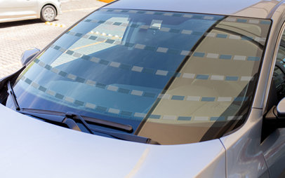 Window Decal Mockup Featuring the Windshield of a Car