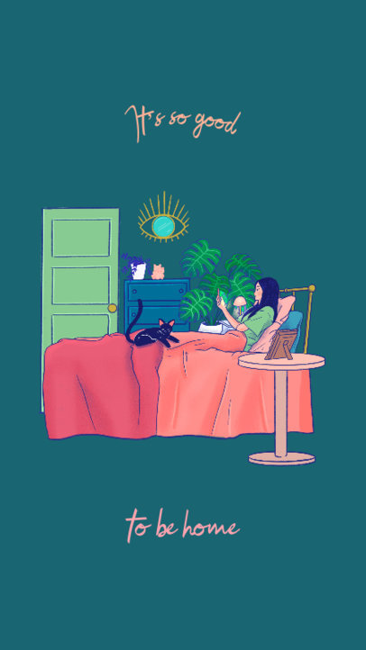 Instagram Story Template with an Illustration of a Woman in Bed