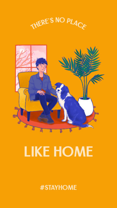 Instagram Story Creator Featuring a Man and His Pet at Home