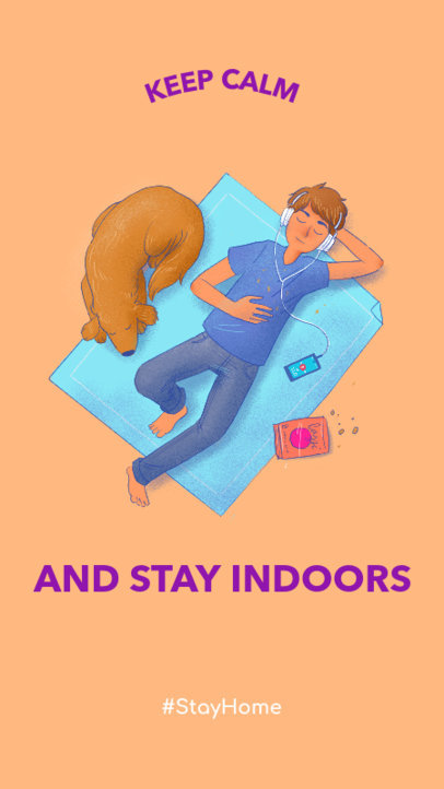 Instagram Story Template with Quarantine-Themed Illustrations