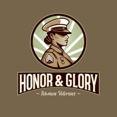 Gaming Logo Template Featuring a Serious Female Soldier Illustration 