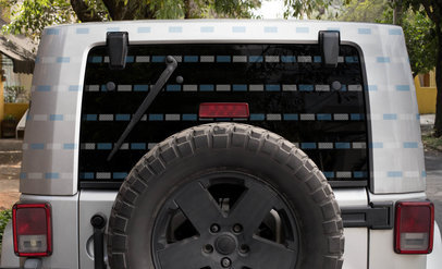 Mockup of a Decal Featuring the Backside of an Adventurous Truck 33259