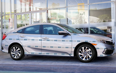 Car Decal Wrap Mockup Featuring the Side of a Sedan