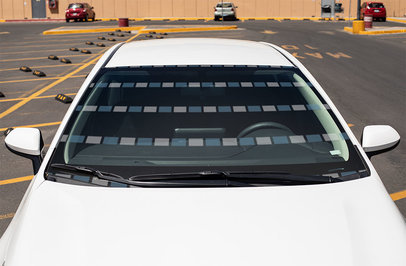 Car Decal Mockup Featuring the Windshield of a Compact Car