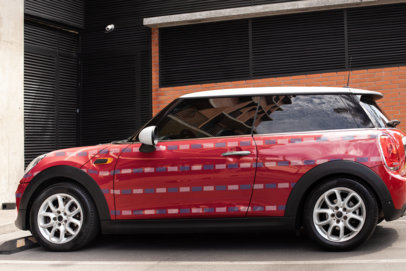 Mockup of a Car Decal Wrapped over a Subcompact Car