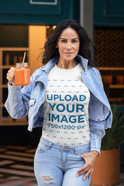 Tee Mockup of a Fit Woman Holding a Juice 32772