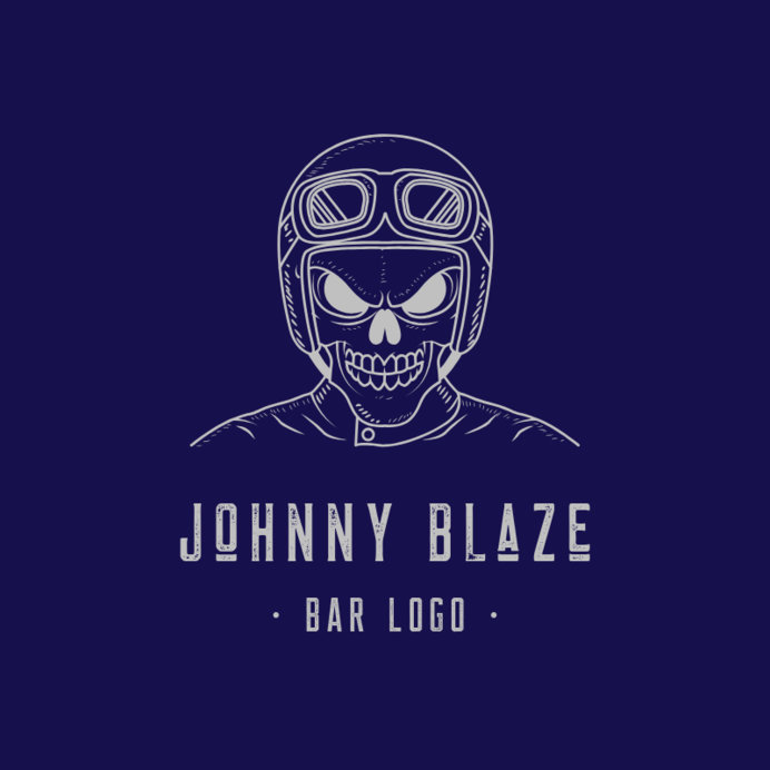 Motorcycle Bar Logo Creator Featuring a Mad Skeleton Biker 