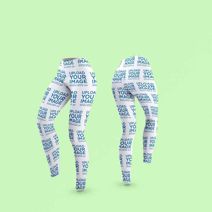 Front and Back View Mockup of Two Sublimated Leggings