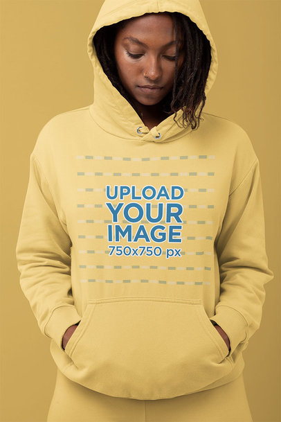 Hoodie Mockup of a Woman Looking Down