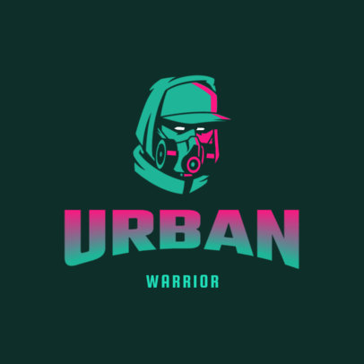 Logo Template for Gamers Featuring a Hooded Man With a Respirator 