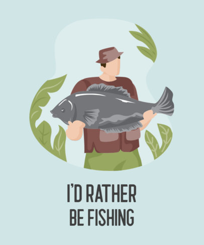 Illustrated T-Shirt Design Generator Featuring a Fisherman Posing with a Big Fish