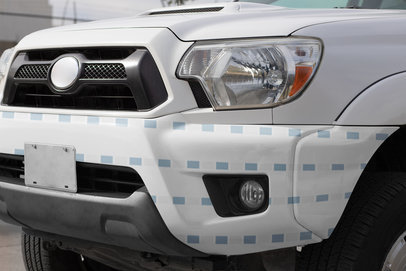 Car Decal Mockup Placed on a Pickup Truck's Front Bumper