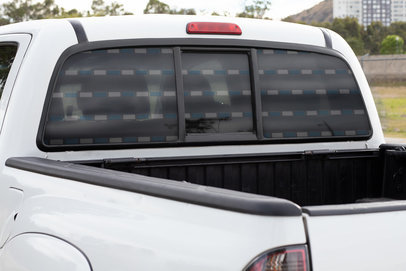 Mockup of a Rear Window Decal Placed on a Pickup Truck