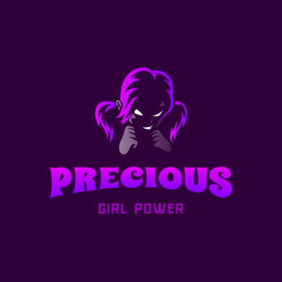 Gaming Logo Generator Featuring a Dark Female Fighter Illustration 