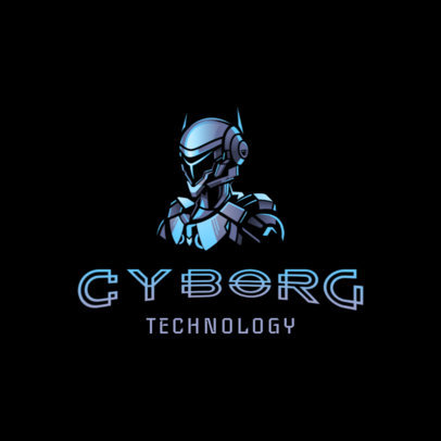 Gaming Logo Template with a Cyborg Graphic
