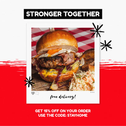 Food Delivery Instagram Post Template for a Self-Isolation Discount 643m--2461