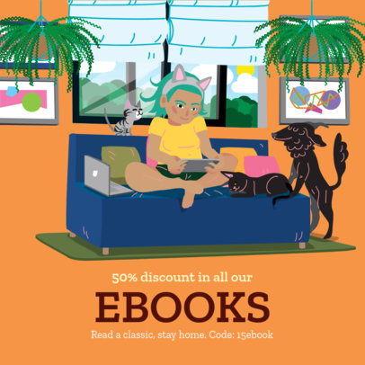 Instagram Post Template For an eBooks Discount 2428h 2461