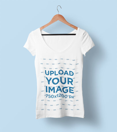 Minimal Mockup of a V-Neck T-Shirt Featuring a Colored Background 3665-el1
