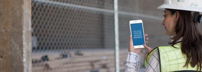 White iPhone Construction Mockup of a Woman Civil Engineer