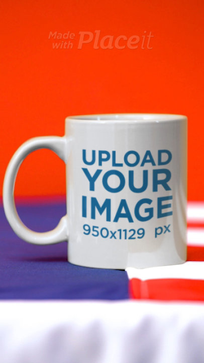 Video of a Coffee Mug and an American Flag 