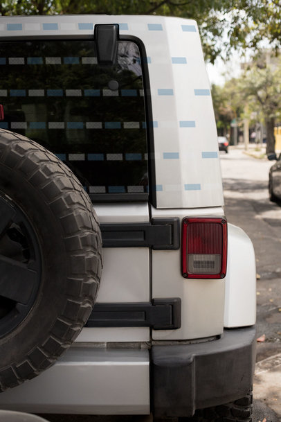 Car Decal Mockup Placed on the Rear of an All-Terrain's Truck Hardtop 33260