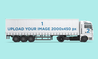 Vehicle Wrap Mockup Featuring a Trailer Truck Against a Customizable Background
