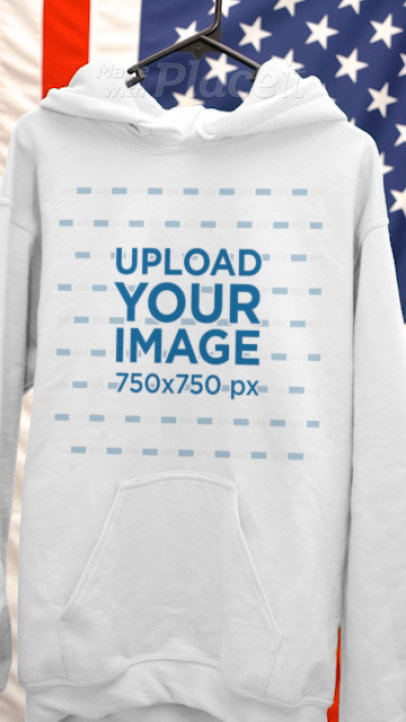 Video of a Hoodie Hanging by an American Flag 