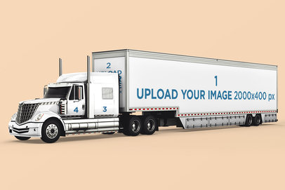 Vehicle Decal Mockup Featuring a Long Trailer Truck 