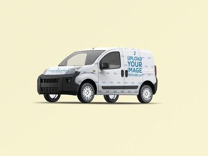 Car Decal Mockup Featuring a Compact Van with a Full Wrap