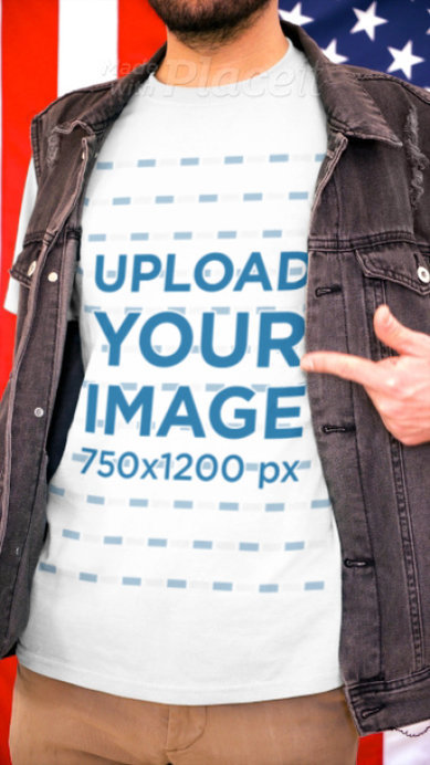 Patriotic Video of a Man Wearing a T-Shirt Under a Vest 