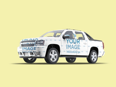Vehicle Wrap Mockup Featuring a Pickup Truck Against a Plain Background 