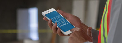 White iPhone 6 Plus Mockup Featuring an Architect Onsite