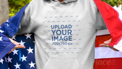 Hoodie Video of a Man Celebrating 4th of July