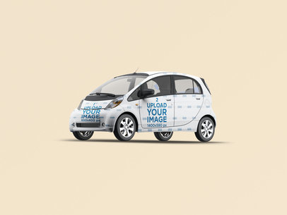 Car Wrap Mockup Featuring a Compact Vehicle Against a Solid Color Background 