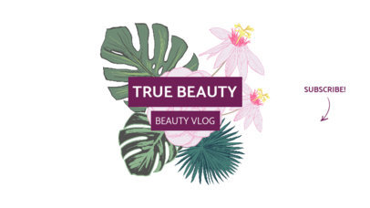 Beauty Channel YouTube Banner Design Template with Floral Graphics