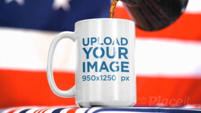 4th of July-Themed Video of Someone Pouring Coffee Into a Mug