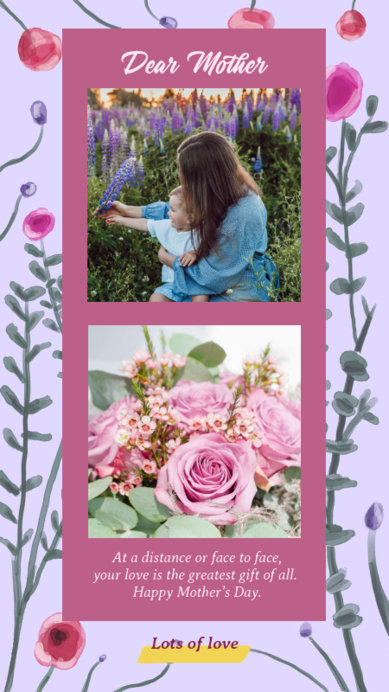 Instagram Story Maker for a Mother's Day Post with a Flowery Background 