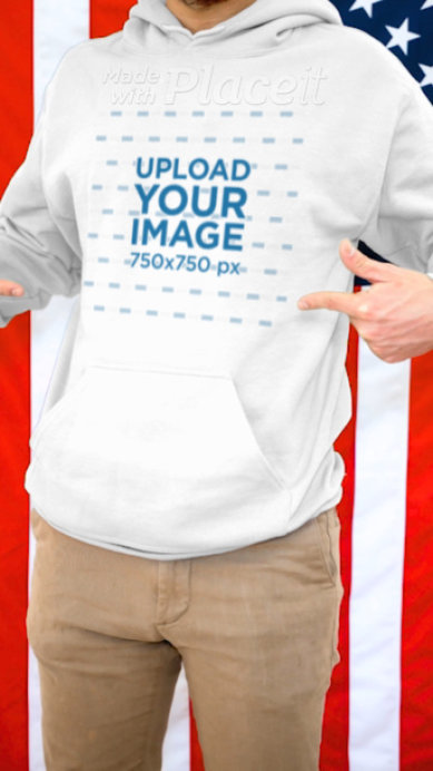 Hoodie Video Featuring a Man and an American Flag in the Background