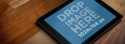 Mockup of an iPad Lying on a Wooden Floor 