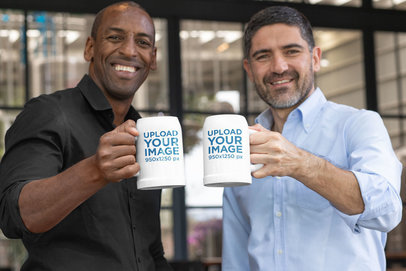 Mockup of Two Friends Clinking Their Beer Steins