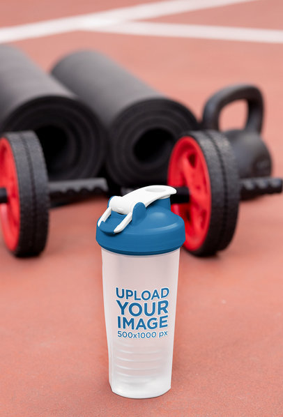 Blender Bottle Mockup Placed by Ab Wheels and Sport Mattresses