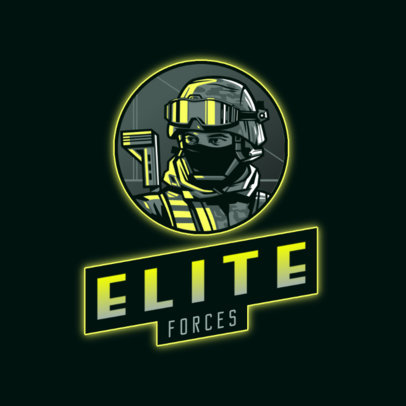 Gaming Logo Template Featuring an Armed Soldier