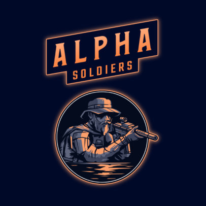 Logo Maker for a Gaming Squad with a Soldier Aiming with His Gun