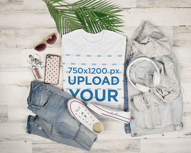 T-Shirt Mockup Featuring a Daily Outfit 