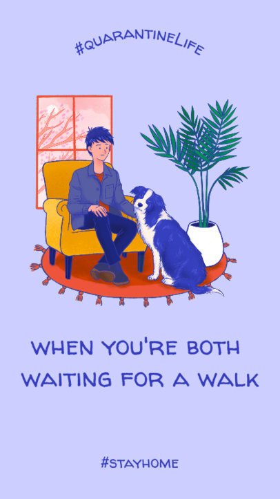 Instagram Story Template with an Illustration of a Person at Home 