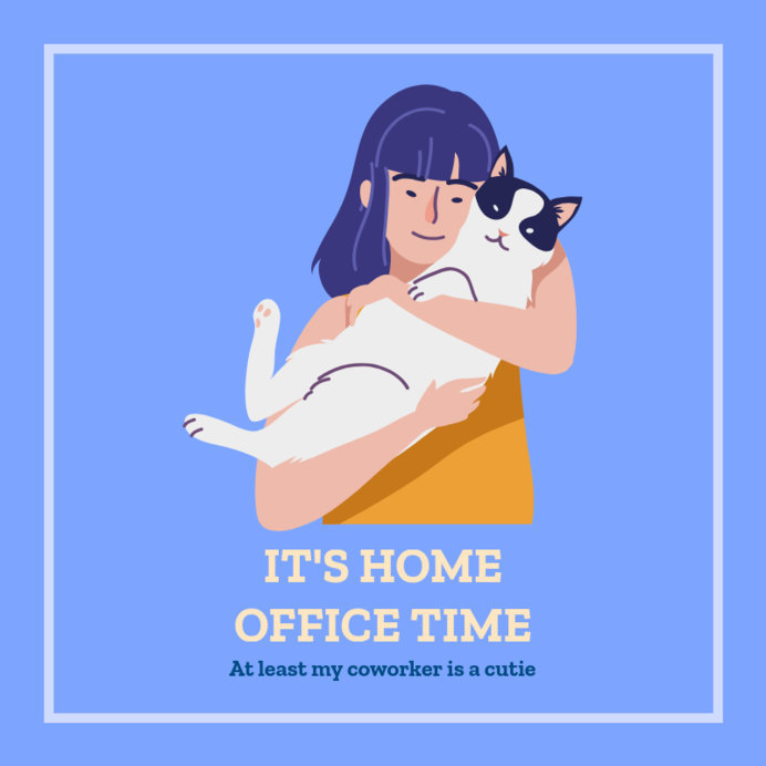 Facebook Post Maker for Home Office Featuring a Woman and Her Pet