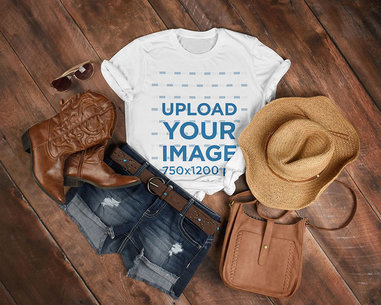 T-Shirt Mockup Featuring a Country Outfit 
